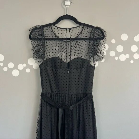 Jason Wu Black Illusion Dot Mesh Midi Dress Size 6 Sweatheart Bodice - Picture 8 of 12